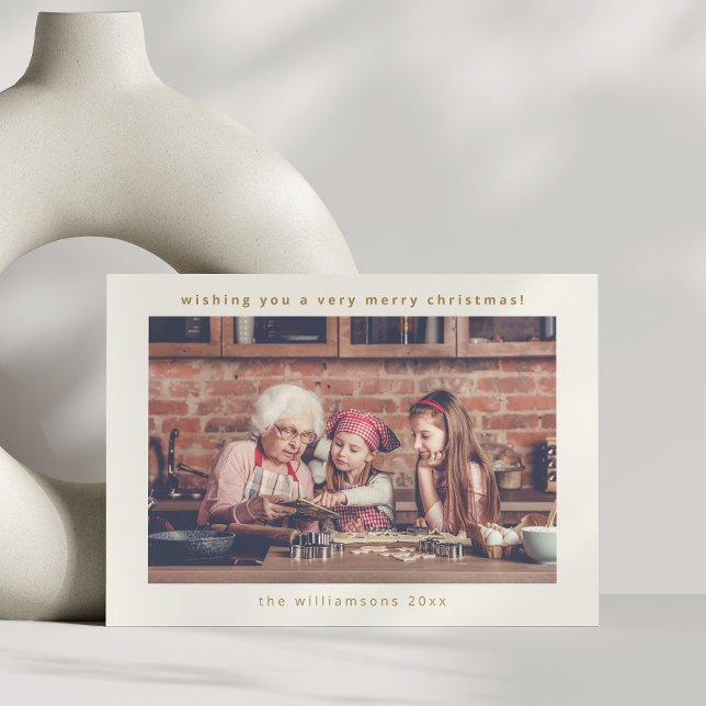 Minimalist Typography Horizontal Photo Christmas Holiday Card (Creator Uploaded)