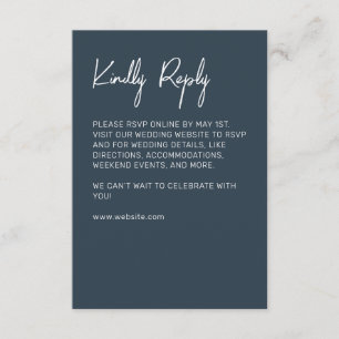 Minimalist Typography Indigo Blue RSVP Card