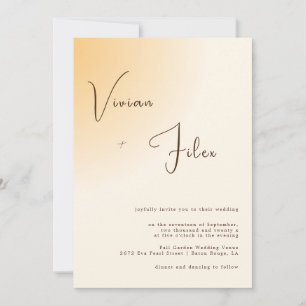 Minimalist Typography Light Orange Wedding Invitation