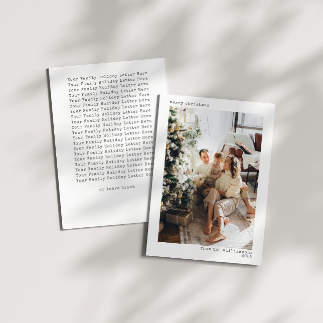 Minimalist Typography Merry Christmas Photo Letter Holiday Card (Creator Uploaded)