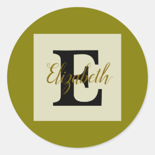 Minimalist typography monogram name  classic round sticker