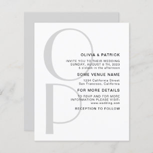 Minimalist Typography monogram Wedding Invitation