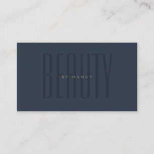 Minimalist Typography Navy Blue Beauty Salon Business Card