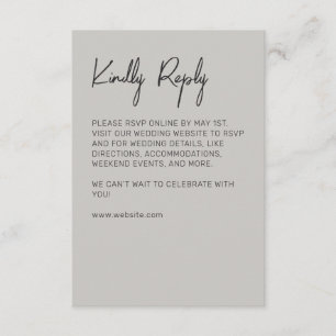Minimalist Typography Pastel Grey RSVP Card