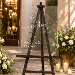 Minimalist Typography Personalised Wedding Welcome Acrylic Sign