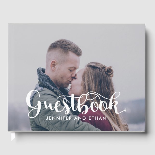 Minimalist Typography Photo Wedding Guestbook (Front)