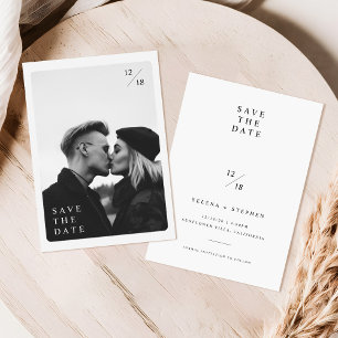 Minimalist Typography Photo Wedding Save The Date Invitation