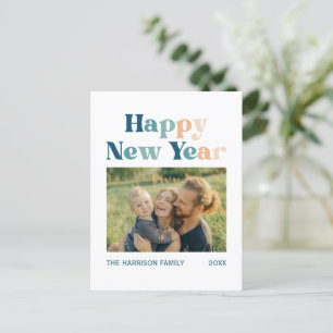 Minimalist Typography Retro New Year Photo Postcard