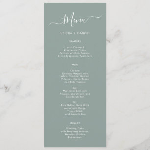 Minimalist Typography Sage Green Wedding Menu Card