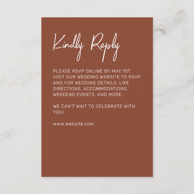Minimalist Typography Terracotta RSVP Card (Front)