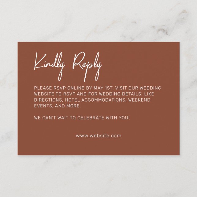 Minimalist Typography Terracotta RSVP Card (Front)