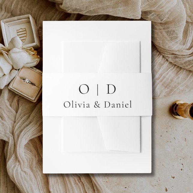 Minimalist Typography Wedding Chic Black White Invitation Belly Band (Creator Uploaded)