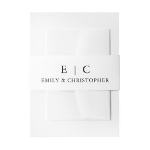 Minimalist Typography Wedding Chic Black White Invitation Belly Band