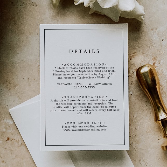 Minimalist Typography Wedding Details Enclosure Card (Creator Uploaded)