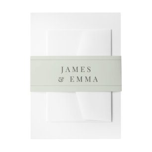 Minimalist Typography Wedding Pale Sage Invitation Belly Band