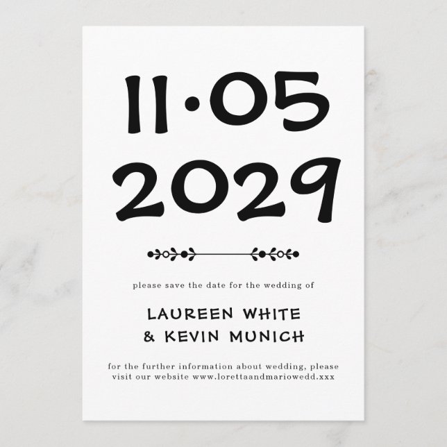Minimalist Typography Wedding Save the date  (Front)