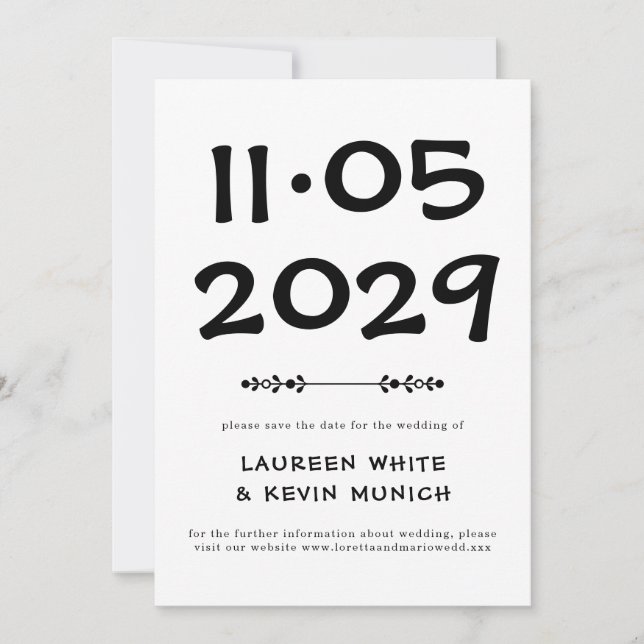 Minimalist Typography Wedding Save the date  (Front)