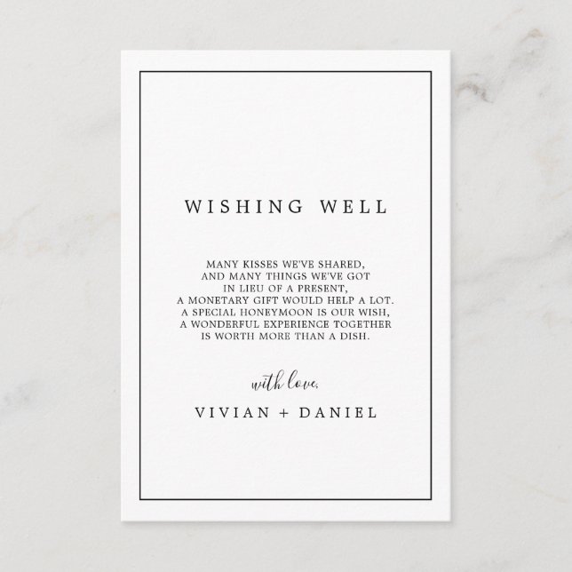 Minimalist Typography Wedding Wishing Well Card (Front)