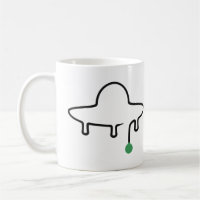 Minimalist UFO One Line Drawing with Green Drop
