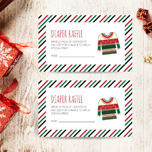Minimalist Ugly Sweater Diaper Raffle Enclosure Card