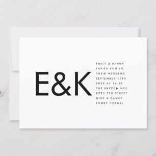 Minimalist Ultra Modern BOLD Monogram Wedding Invitation