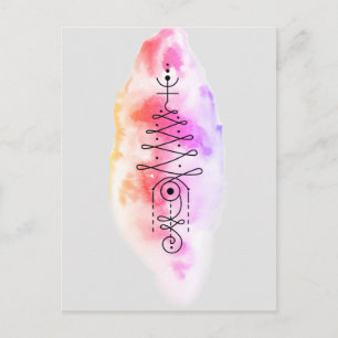 Minimalist Unalome Doodle Rainbow Postcard