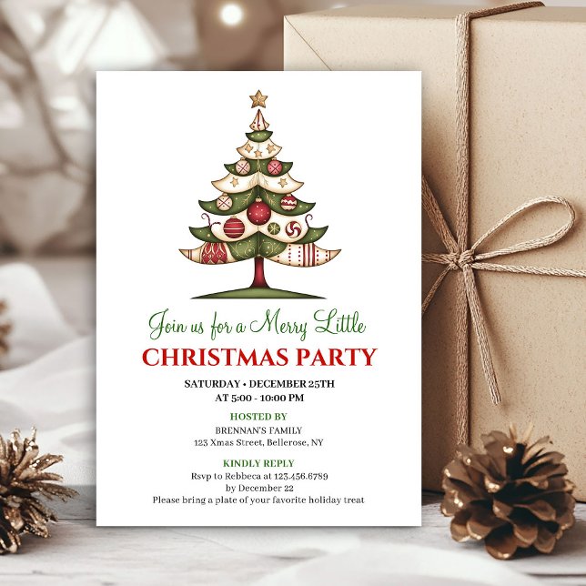 Minimalist unique Christmas tree festive invites (Minimalist unique Christmas tree festive invitation)