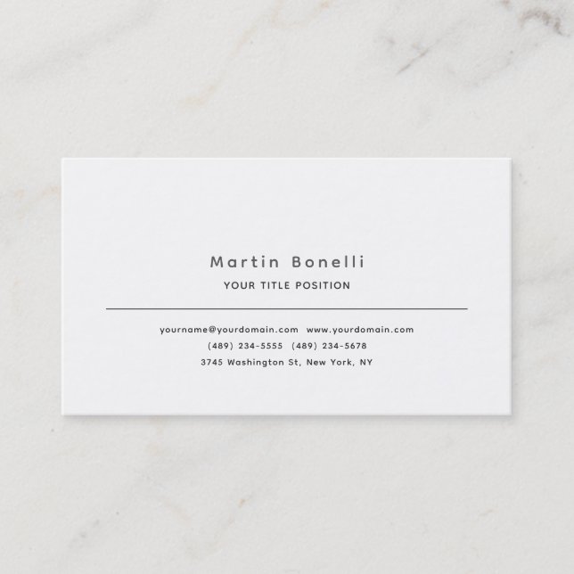 Minimalist Unique Classical Simple Black White Business Card (Front)