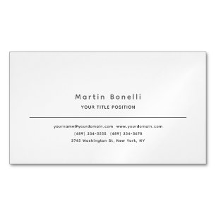 Minimalist Unique Classical Simple Black White Magnetic Business Card