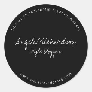 Minimalist Unique Handwritten Black Classic Round Sticker