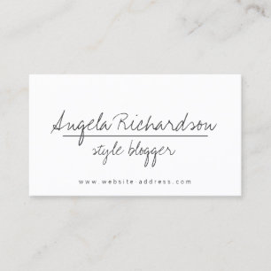 Minimalist Unique Handwritten Stylist, Blogger Business Card