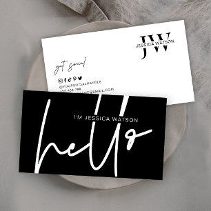 Minimalist Unique Modern Monogram Logo Black White Business Card
