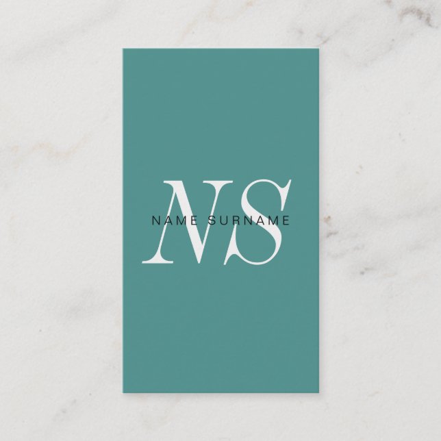 Minimalist Unique Monogram Vertical Business Card (Front)