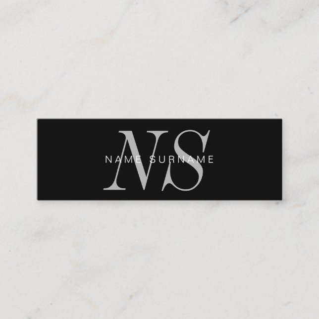Minimalist Unique Typo Monogram Mini Business Card (Front)