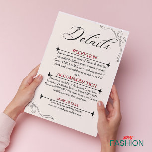 Minimalist Unique Wedding Details Enclosure Card