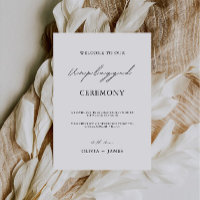 Minimalist Unplugged Ceremony Wedding Sign,