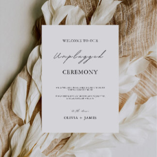 Minimalist Unplugged Ceremony Wedding Sign, Invitation
