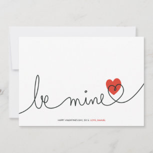 Minimalist Valentine Be Mine Modern Custom Card