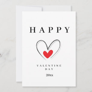 Minimalist Valentine's Day Card with Hand-Drawn 