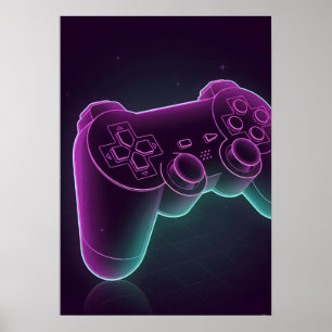 Minimalist Vaporwave Gaming Controller Poster