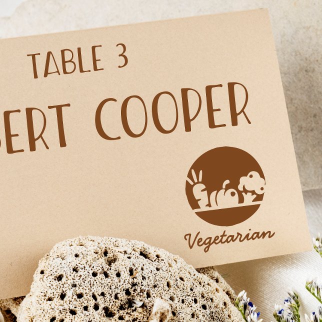 Minimalist Vegetarian Wedding Guests Meal Choice Rubber Stamp (Creator Uploaded)