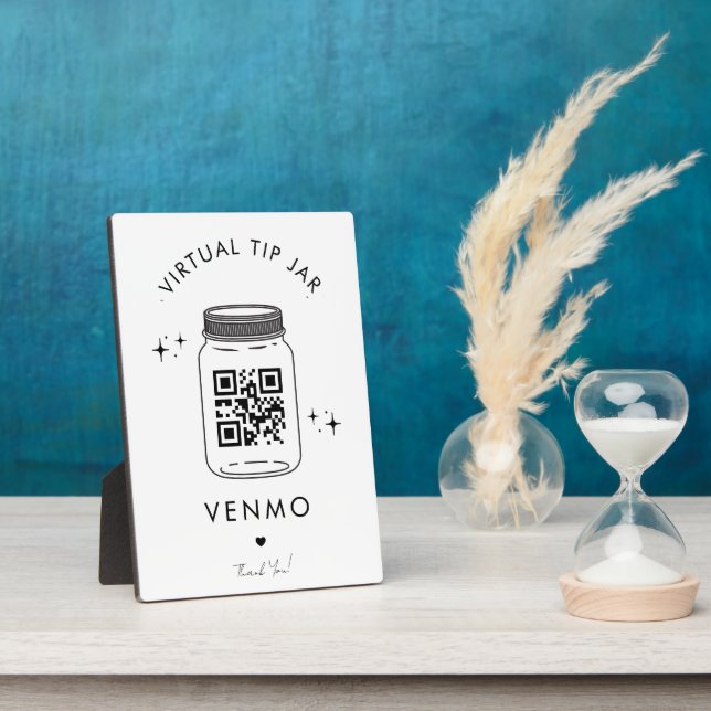 Minimalist Venmo Small Business Virtual Tip Jar Plaque (Side)