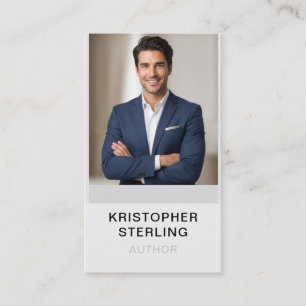 Minimalist Vertical Author Photo Business Card