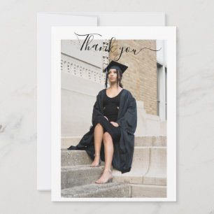 Minimalist Vertical Photo Graduation Thank You  Invitation