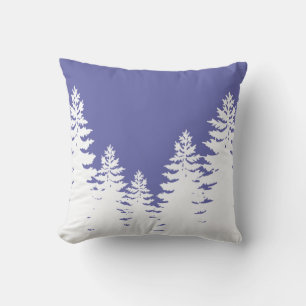Minimalist very peri pine tree silhouette cushion