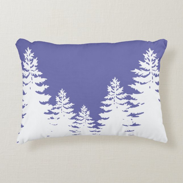 Minimalist very peri pine tree silhouette      decorative cushion (Front)