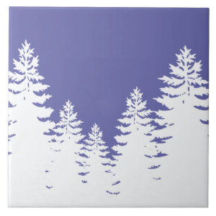 Minimalist very peri pine tree silhouette tile