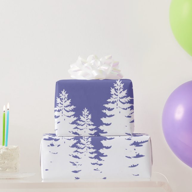 Minimalist very peri pine tree silhouette       wrapping paper (Party Gifts)