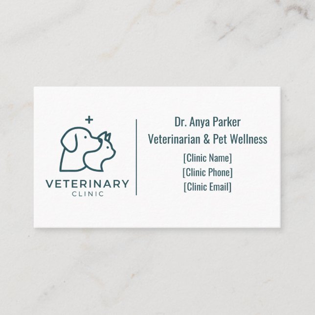 Minimalist Veterinary Clinic Business Card  (Front)