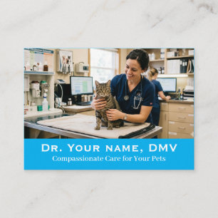 Minimalist Veterinary Clinic Customisable Photo Business Card